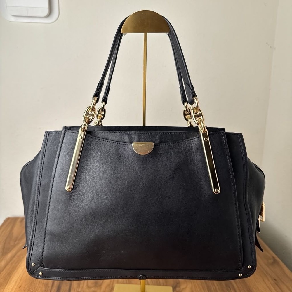 Coach Dreamer 36 Black Leather Shoulder Bag Satchel Gold Hardware - Picture 4 of 16